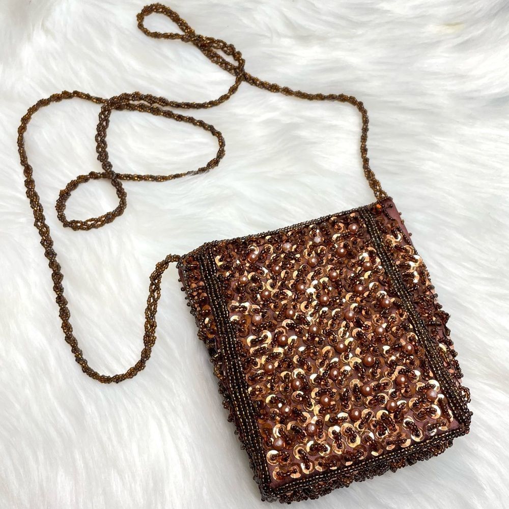 Vintage Small Brown Beaded Bag